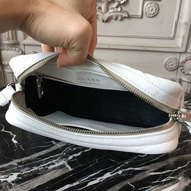 Prada Quilted Leather Camera Bag 1BH083 White