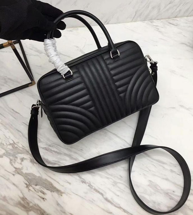 Prada Quilted Leather Top Handle Bag Black
