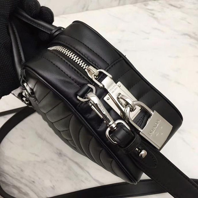 Prada Quilted Leather Top Handle Bag Black