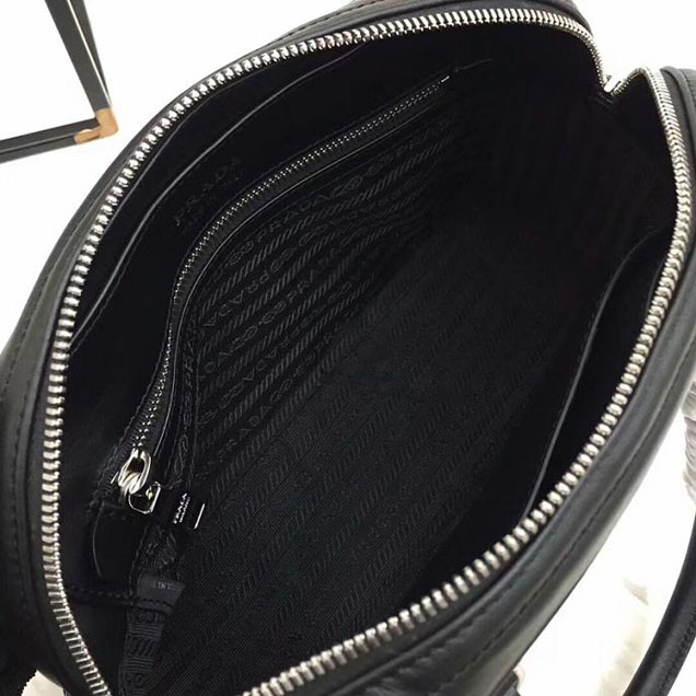 Prada Quilted Leather Top Handle Bag Black