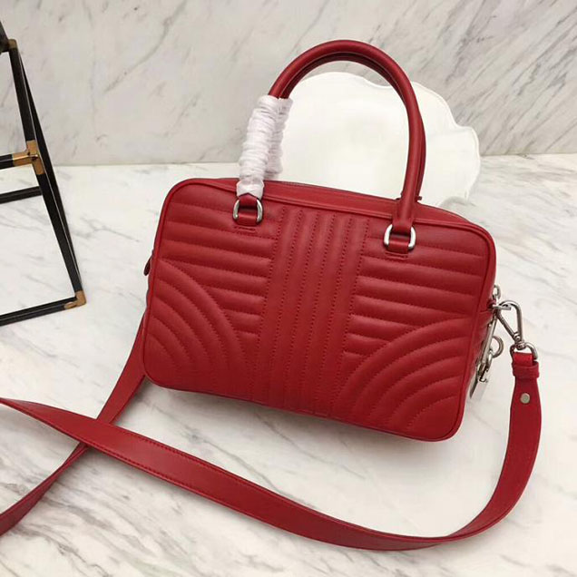 Prada Quilted Leather Top Handle Bag Red