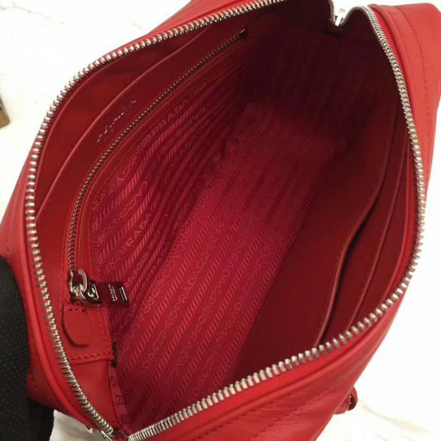 Prada Quilted Leather Top Handle Bag Red