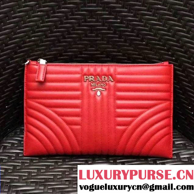 Prada Diagramme Leather Pouch 2NG005 Red 2017 (GYF-7120915 )