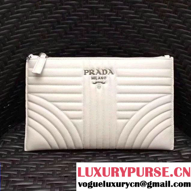 Prada Diagramme Leather Pouch 2NG005 White 2017 (GYF-7120913 )