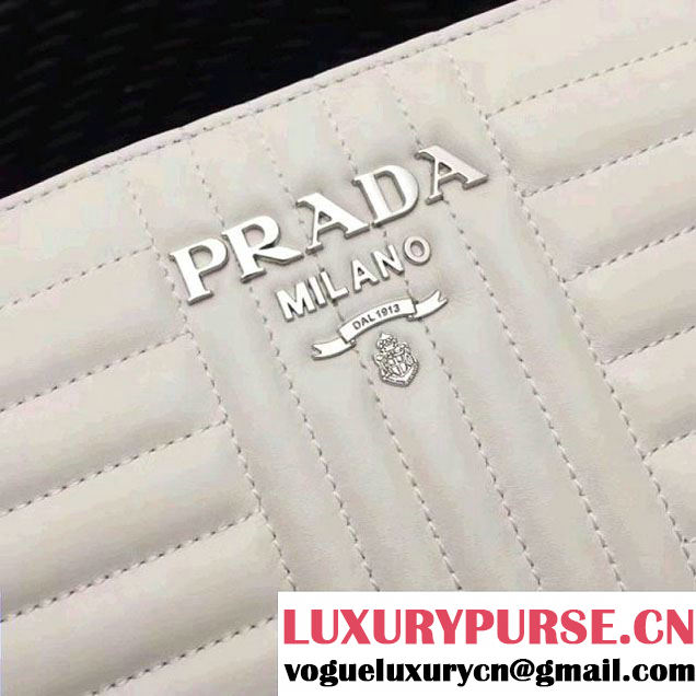 Prada Diagramme Leather Pouch 2NG005 White 2017 (GYF-7120913 )