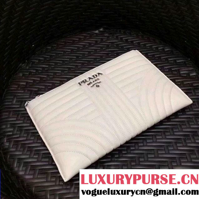Prada Diagramme Leather Pouch 2NG005 White 2017 (GYF-7120913 )