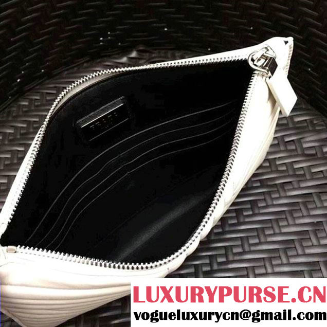 Prada Diagramme Leather Pouch 2NG005 White 2017 (GYF-7120913 )