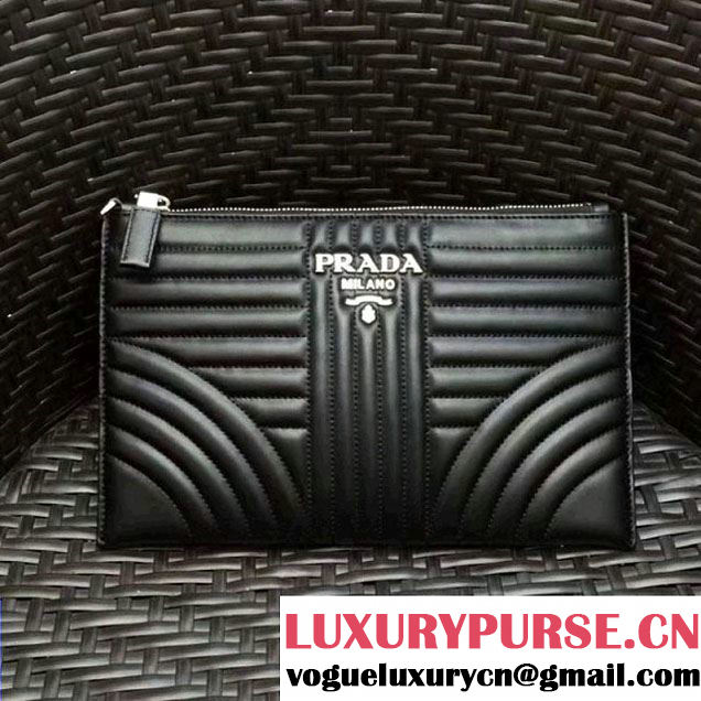 Prada Diagramme Leather Pouch 2NG005 Black 2017 (GYF-7120912 )