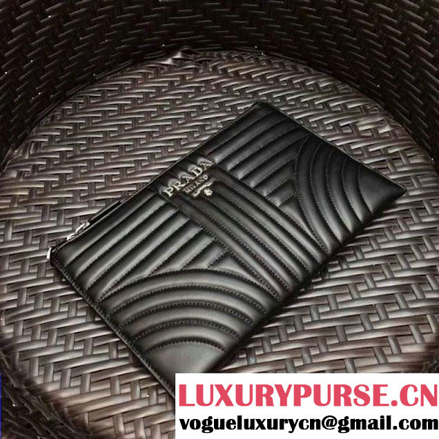 Prada Diagramme Leather Pouch 2NG005 Black 2017 (GYF-7120912 )