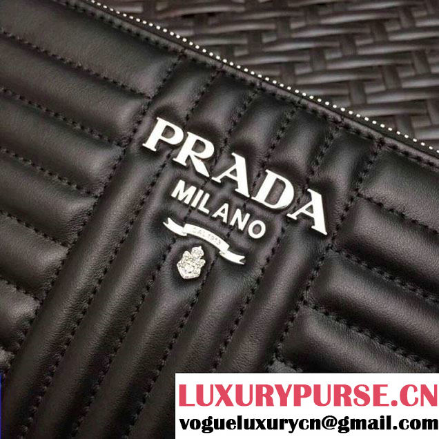 Prada Diagramme Leather Pouch 2NG005 Black 2017 (GYF-7120912 )