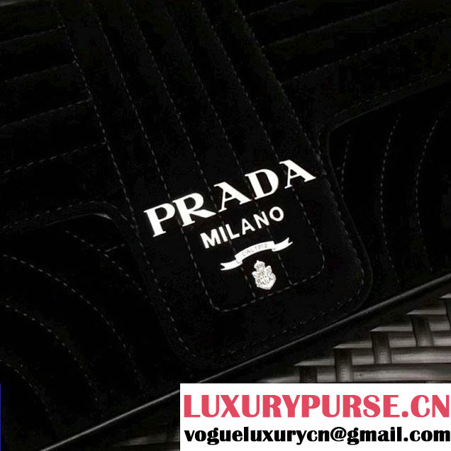 Prada Diagramme Velvet Small Shoulder Bag 1BD108 Black 2018 (GYF-7120807 )