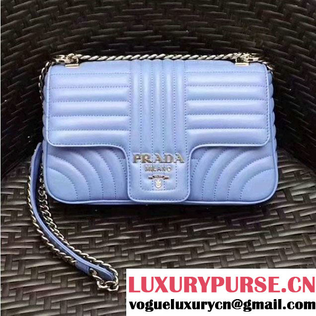 Prada Diagramme Leather Flap Shoulder Bag 1BD108 Light Blue 2018 (GYF-7120806 )