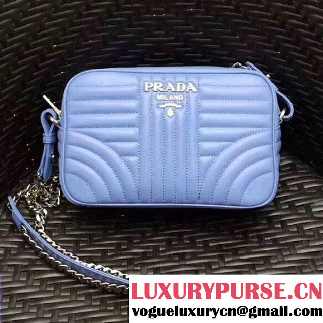 Prada Diagramme Leather Camera Cross-body Bag 1BH083 Light Blue 2018 (GYF-7120805 )