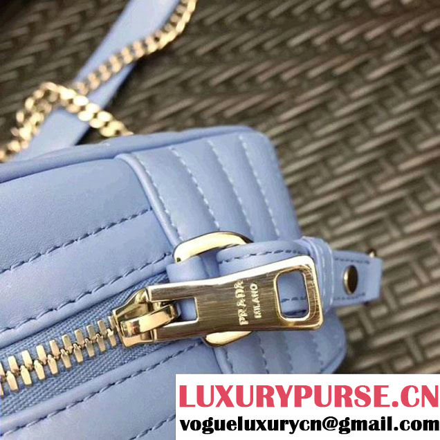 Prada Diagramme Leather Camera Cross-body Bag 1BH083 Light Blue 2018 (GYF-7120805 )