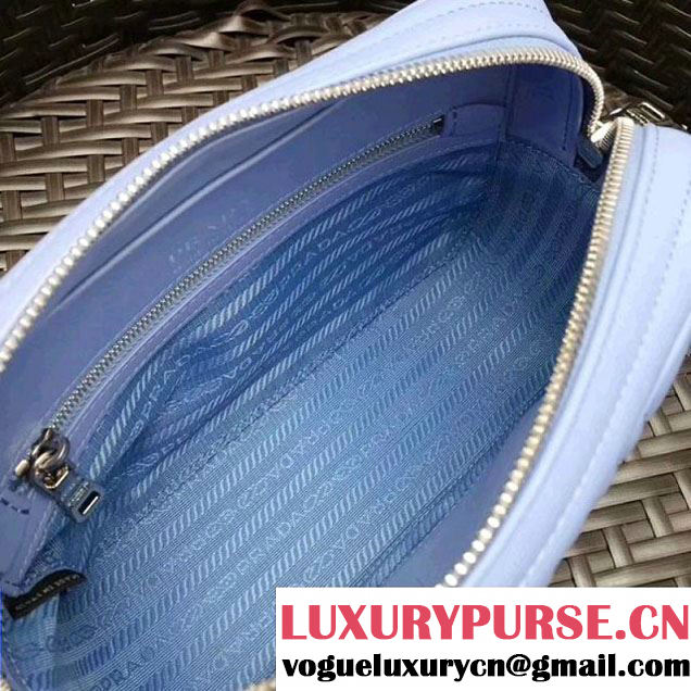 Prada Diagramme Leather Camera Cross-body Bag 1BH083 Light Blue 2018 (GYF-7120805 )