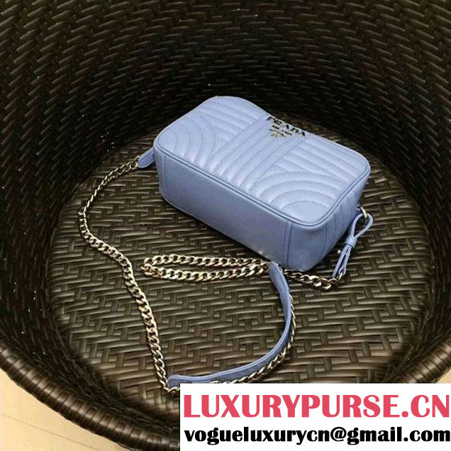 Prada Diagramme Leather Camera Cross-body Bag 1BH083 Light Blue 2018 (GYF-7120805 )