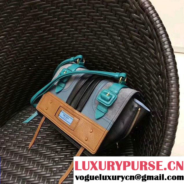 Prada Etiquette Leather Bag 1BD093 Light Blue/Brown 2018 (GYF-7120802 )