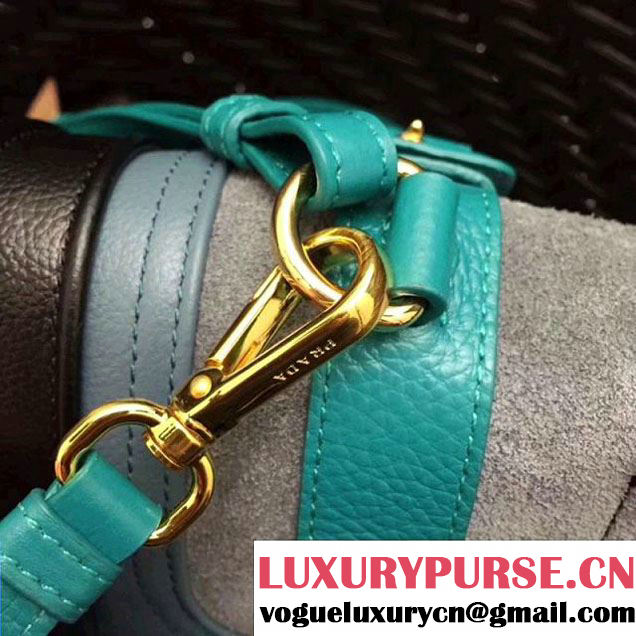 Prada Etiquette Leather Bag 1BD093 Light Blue/Brown 2018 (GYF-7120802 )
