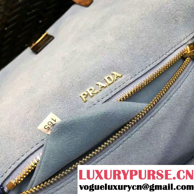 Prada Etiquette Leather Bag 1BD093 Light Blue/Brown 2018 (GYF-7120802 )