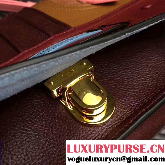 Prada Etiquette Leather Bag 1BD093 Pin/Tan/Burgundy 2017 (GYF-7120801 )