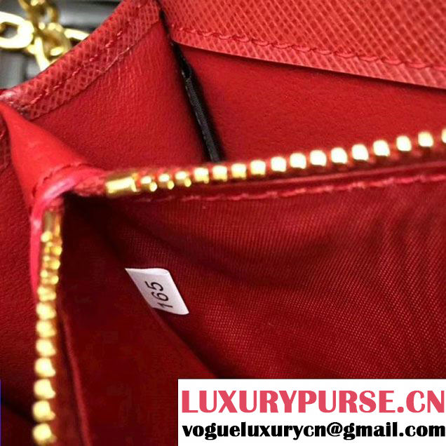 Prada Monochrome Saffiano Leather Small Cross-body Wallet Bag Red 2017 (GYF-7120921 )