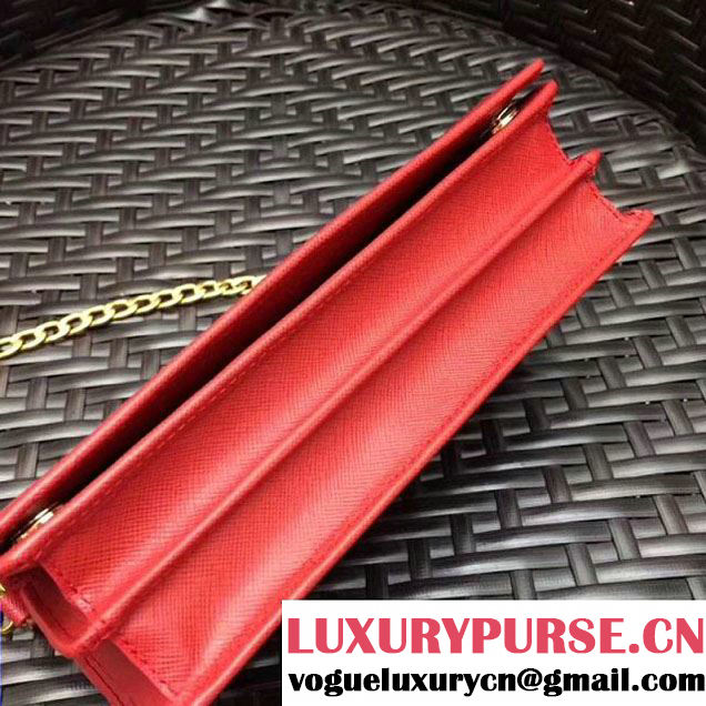 Prada Monochrome Saffiano Leather Small Cross-body Wallet Bag Red 2017 (GYF-7120921 )