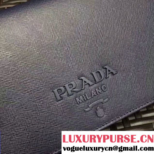 Prada Monochrome Saffiano Leather Small Cross-body Wallet Bag Deep Blue 2017 (GYF-7120920 )