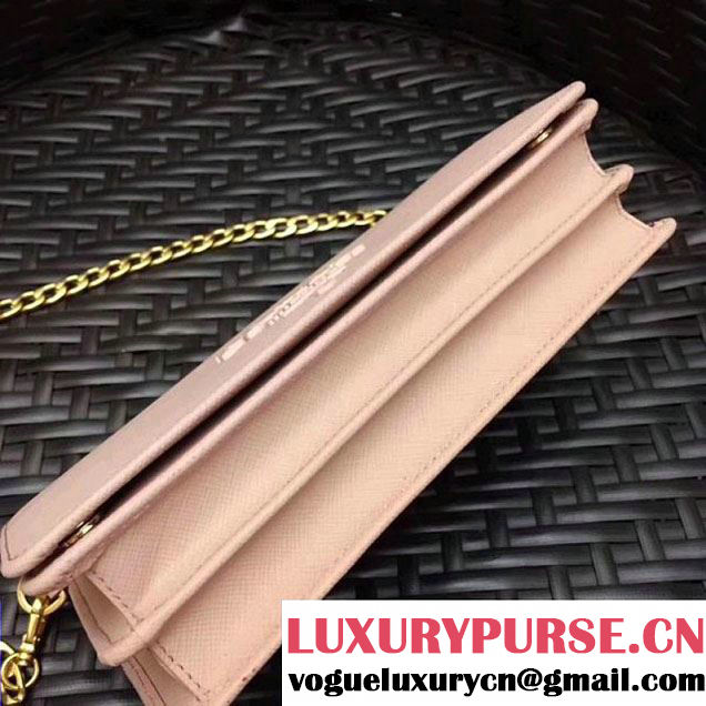 Prada Monochrome Saffiano Leather Small Cross-body Wallet Bag Pale Pink 2017 (GYF-7120919 )