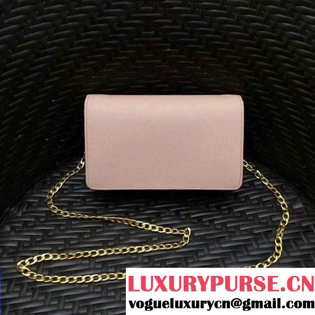 Prada Monochrome Saffiano Leather Small Cross-body Wallet Bag Pale Pink 2017 (GYF-7120919 )