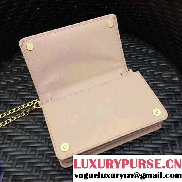 Prada Monochrome Saffiano Leather Small Cross-body Wallet Bag Pale Pink 2017 (GYF-7120919 )