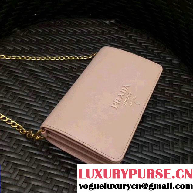 Prada Monochrome Saffiano Leather Small Cross-body Wallet Bag Pale Pink 2017 (GYF-7120919 )