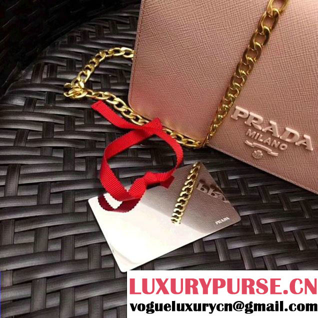 Prada Monochrome Saffiano Leather Small Cross-body Wallet Bag Pale Pink 2017 (GYF-7120919 )
