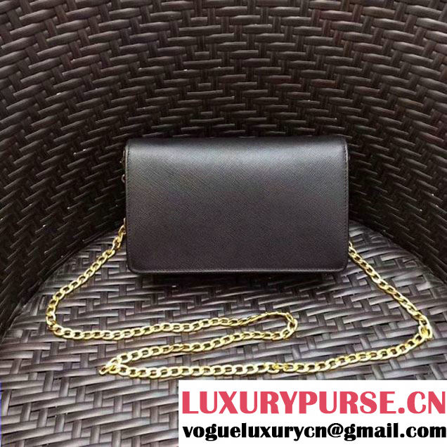 Prada Monochrome Saffiano Leather Small Cross-body Wallet Bag Black 2017 (GYF-7120918 )