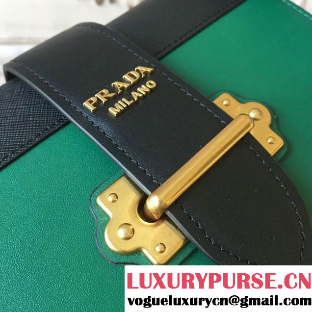 Prada Cahier Shoulder Bag 20cm Calfskin Leather Fall Winter 2017 Bag Collection Black Green