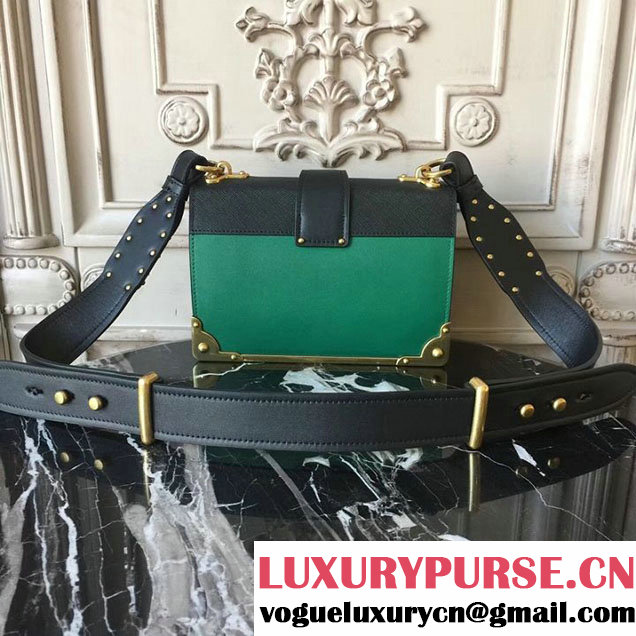 Prada Cahier Shoulder Bag 20cm Calfskin Leather Fall Winter 2017 Bag Collection Black Green