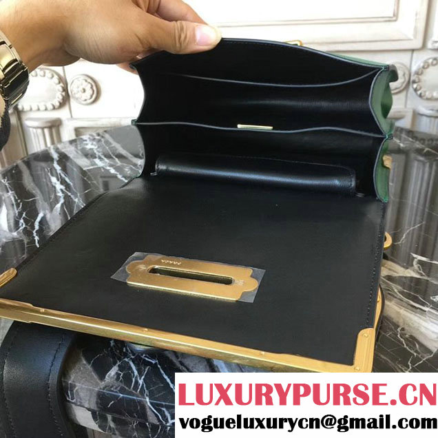 Prada Cahier Shoulder Bag 20cm Calfskin Leather Fall Winter 2017 Bag Collection Black Green