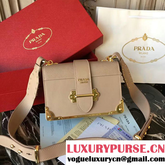 Prada Cahier Shoulder Bag 20cm Calfskin Leather Fall Winter 2017 Bag Collection Beige