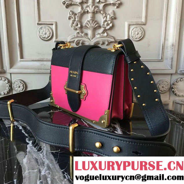Prada Cahier Shoulder Bag 20cm Calfskin Leather Fall Winter 2017 Bag Collection Pink Black