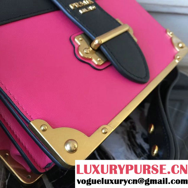 Prada Cahier Shoulder Bag 20cm Calfskin Leather Fall Winter 2017 Bag Collection Pink Black