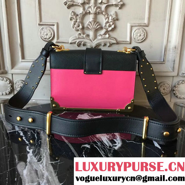 Prada Cahier Shoulder Bag 20cm Calfskin Leather Fall Winter 2017 Bag Collection Pink Black
