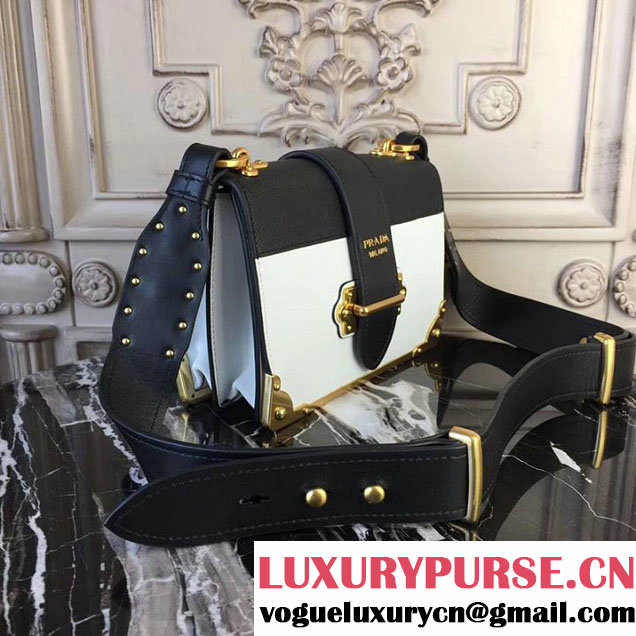 Prada Cahier Shoulder Bag 20cm Calfskin Leather Fall Winter 2017 Bag Collection White Black
