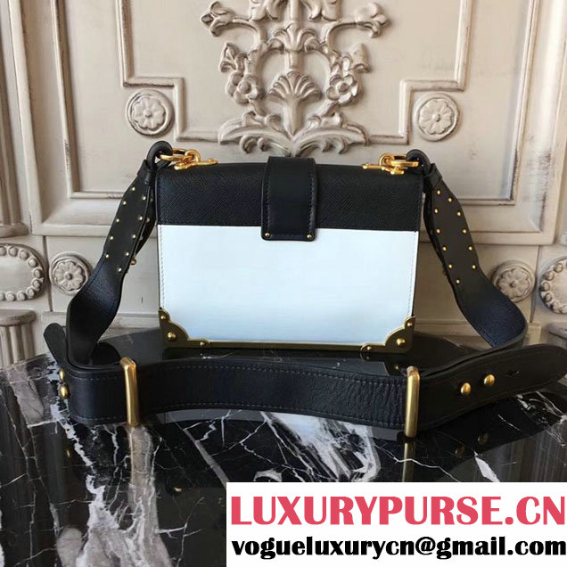 Prada Cahier Shoulder Bag 20cm Calfskin Leather Fall Winter 2017 Bag Collection White Black