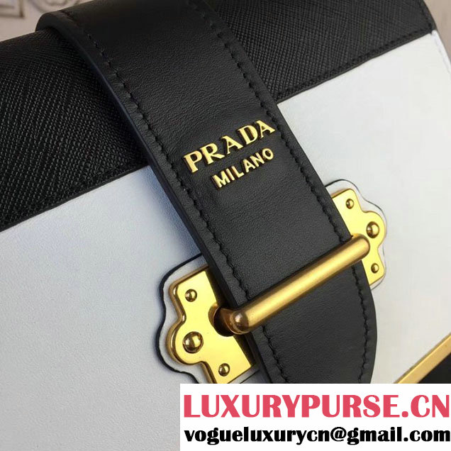 Prada Cahier Shoulder Bag 20cm Calfskin Leather Fall Winter 2017 Bag Collection White Black