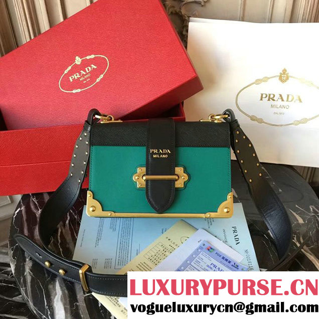 Prada Cahier Shoulder Bag 20cm Calfskin Leather Fall Winter 2017 Bag Collection Jade Black