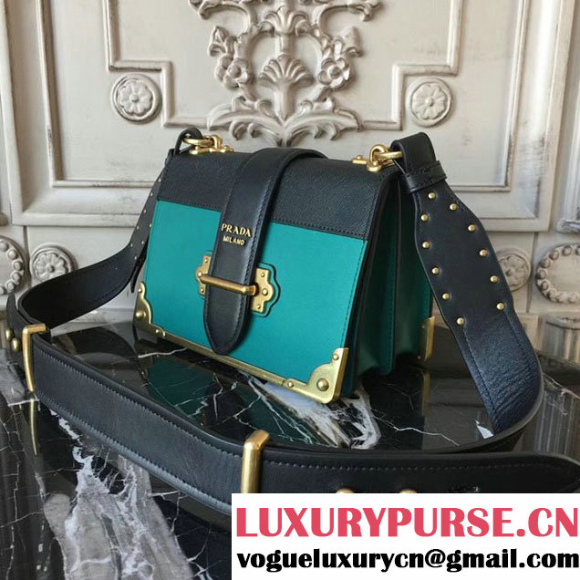 Prada Cahier Shoulder Bag 20cm Calfskin Leather Fall Winter 2017 Bag Collection Jade Black