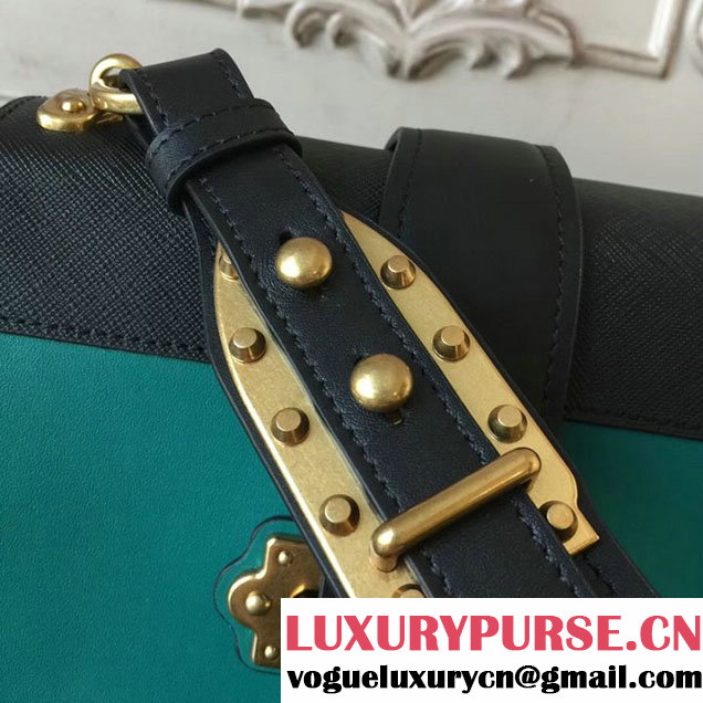 Prada Cahier Shoulder Bag 20cm Calfskin Leather Fall Winter 2017 Bag Collection Jade Black