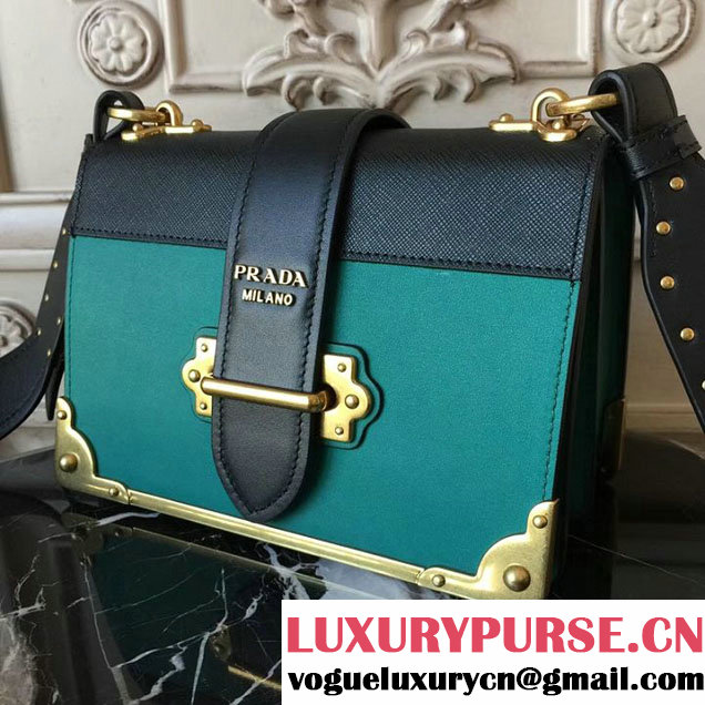 Prada Cahier Shoulder Bag 20cm Calfskin Leather Fall Winter 2017 Bag Collection Jade Black