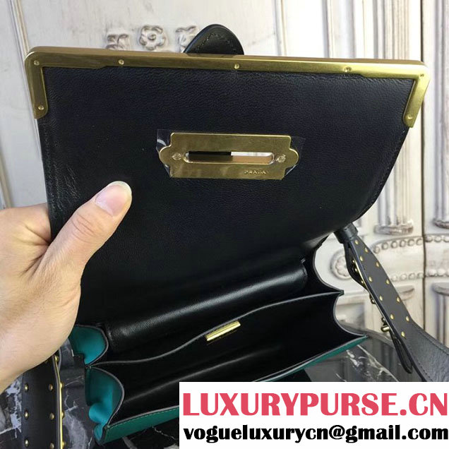 Prada Cahier Shoulder Bag 20cm Calfskin Leather Fall Winter 2017 Bag Collection Jade Black