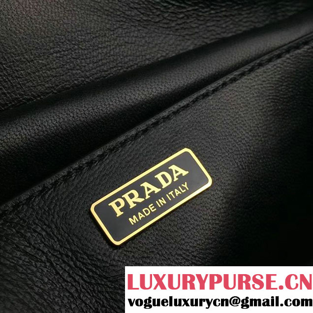 Prada Cahier Shoulder Bag 20cm Calfskin Leather Fall Winter 2017 Bag Collection Jade Black