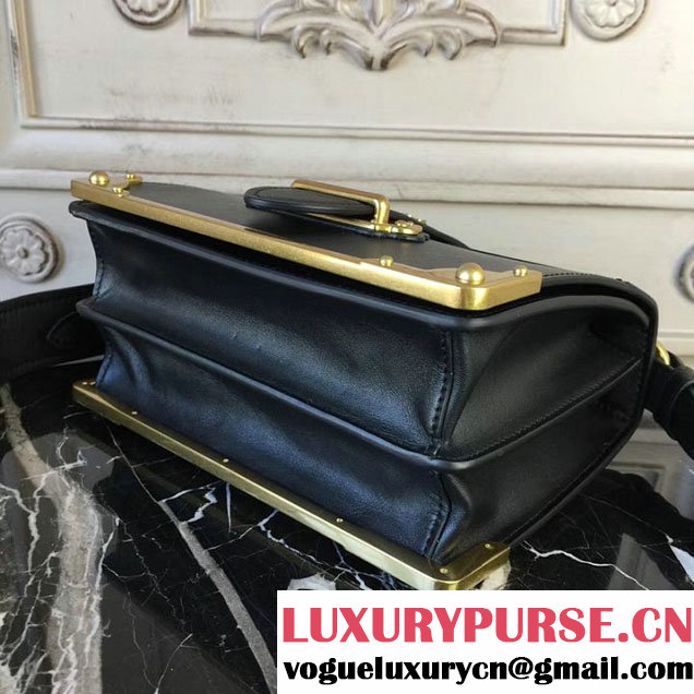 Prada Cahier Shoulder Bag 20cm Calfskin Leather Fall Winter 2017 Bag Collection Black Black